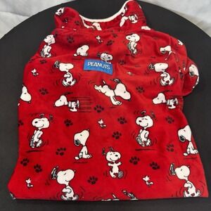 Snoopy Dog Pajamas Christmas Holiday Pet Outfit XL Red  Super Soft Peanuts